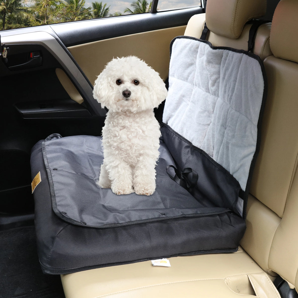 Borwart Portable Pet Car Seat Bed With Waterproof Safety Belt
