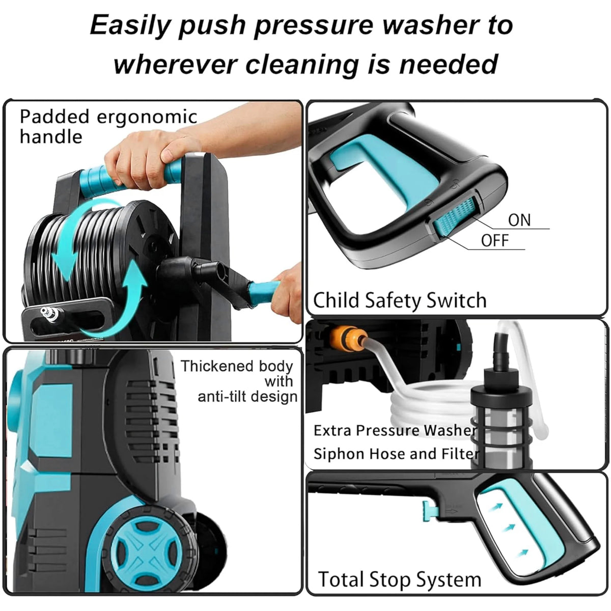 2026New Pressure Power Washer 5000PSI with Adjustable Touch Screen 8 Level, 34" Tall, 4 Quick Connect Nozzles,Inlet Hose&Filter&500mlFoam Cannon for Cars/Fences/Driveways/Home Cleaning