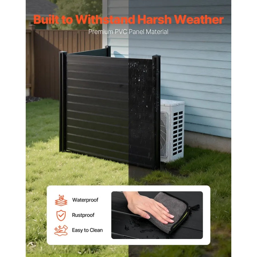 2 Panels Outdoor Privacy Screen 48 x 48 in Air Conditioner Fence with 27.6 in Ground Stakes Pool Equipment Enclosure Horizontal