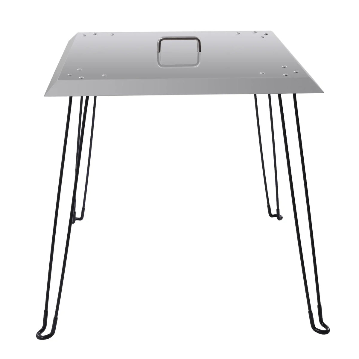 Fire Pit Heat Deflector, 24 x 24 x 24 Inch Stainless Steel Fire Pit Cover, Square Burner Cover to Push Heat Down and Out with Foldable Legs and Carrying Handle for Outdoor Indoor Picnics
