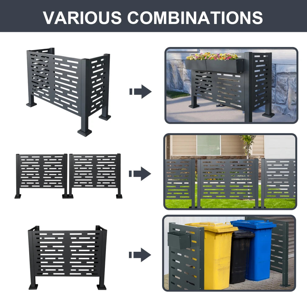 4ftx2ft Air Conditioner Fence for Outdoor Units,Metal Privacy Fence Cover, Perfect to Conceal Air Conditioning Units,3- Fence Panels