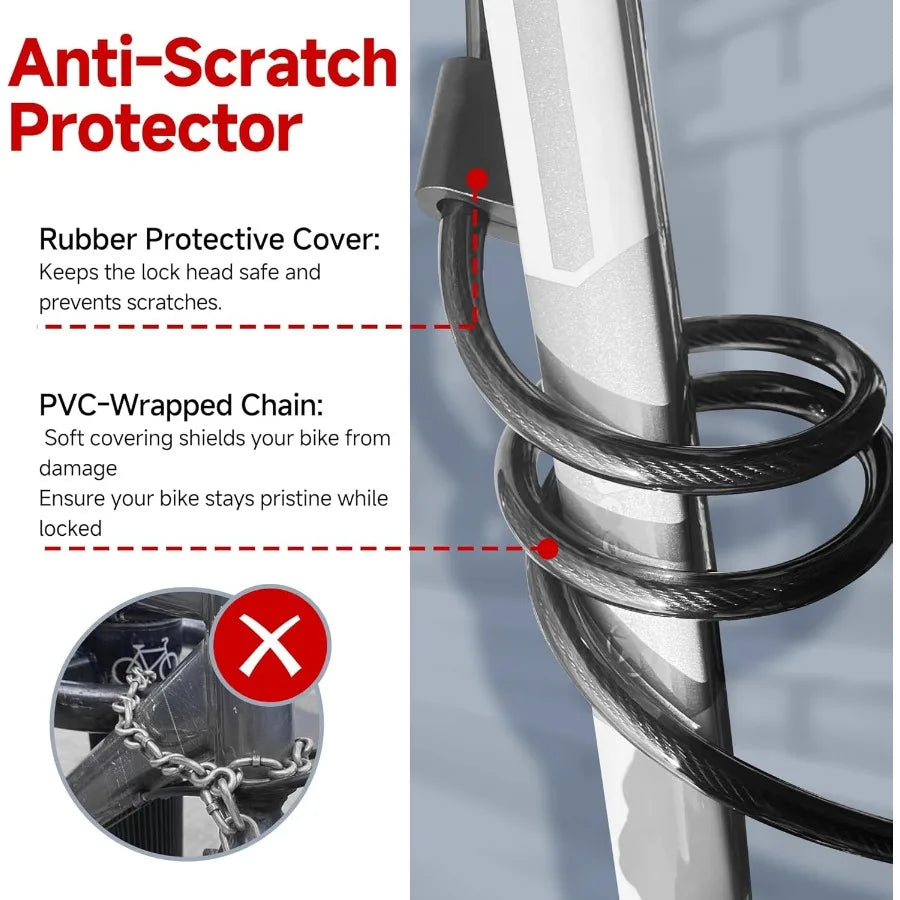 Heavy Duty Scooter Chain Lock With Keys And Weatherproof Protection