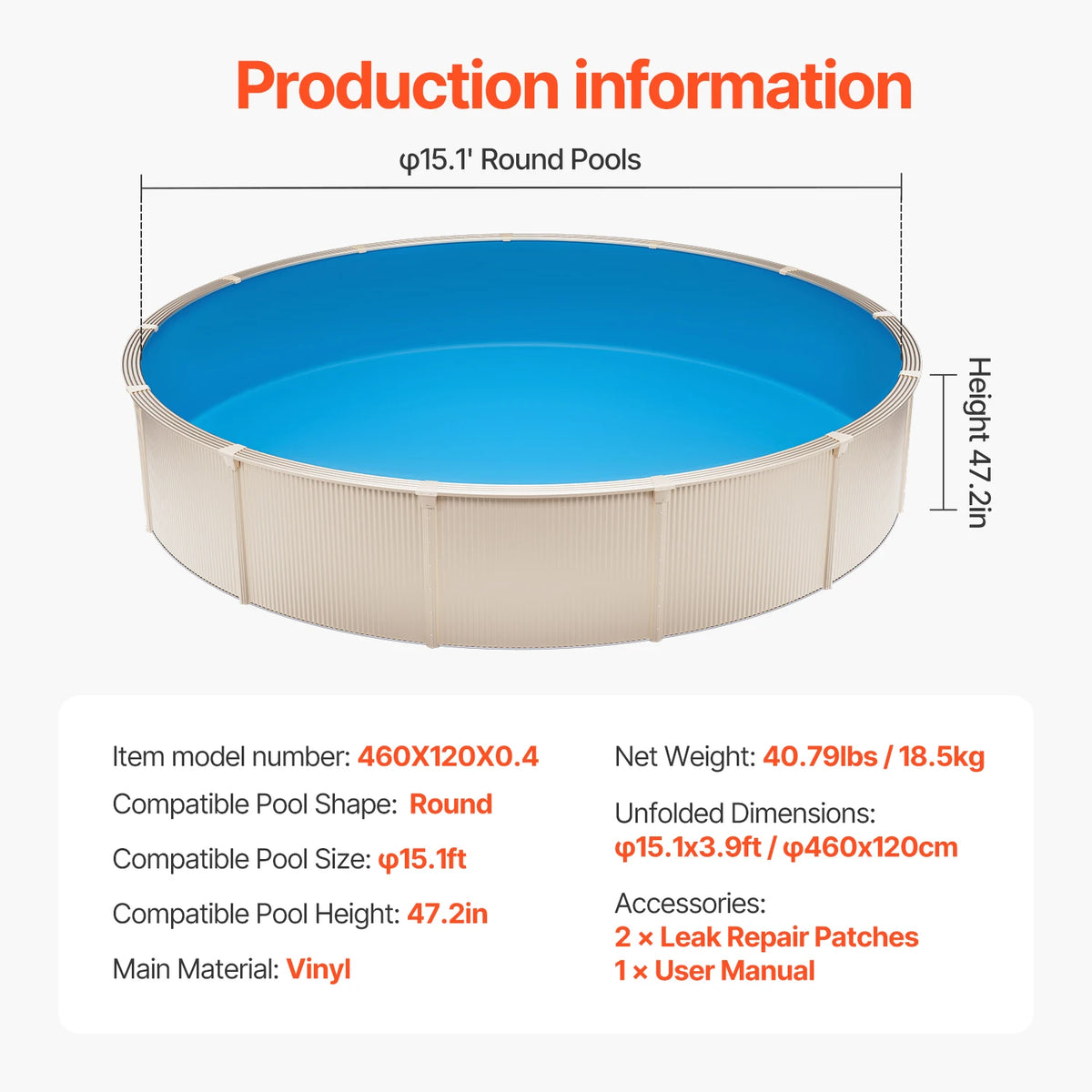 SucceBuy Swimming Pool Liner Replacement Vinyl Overlap Style