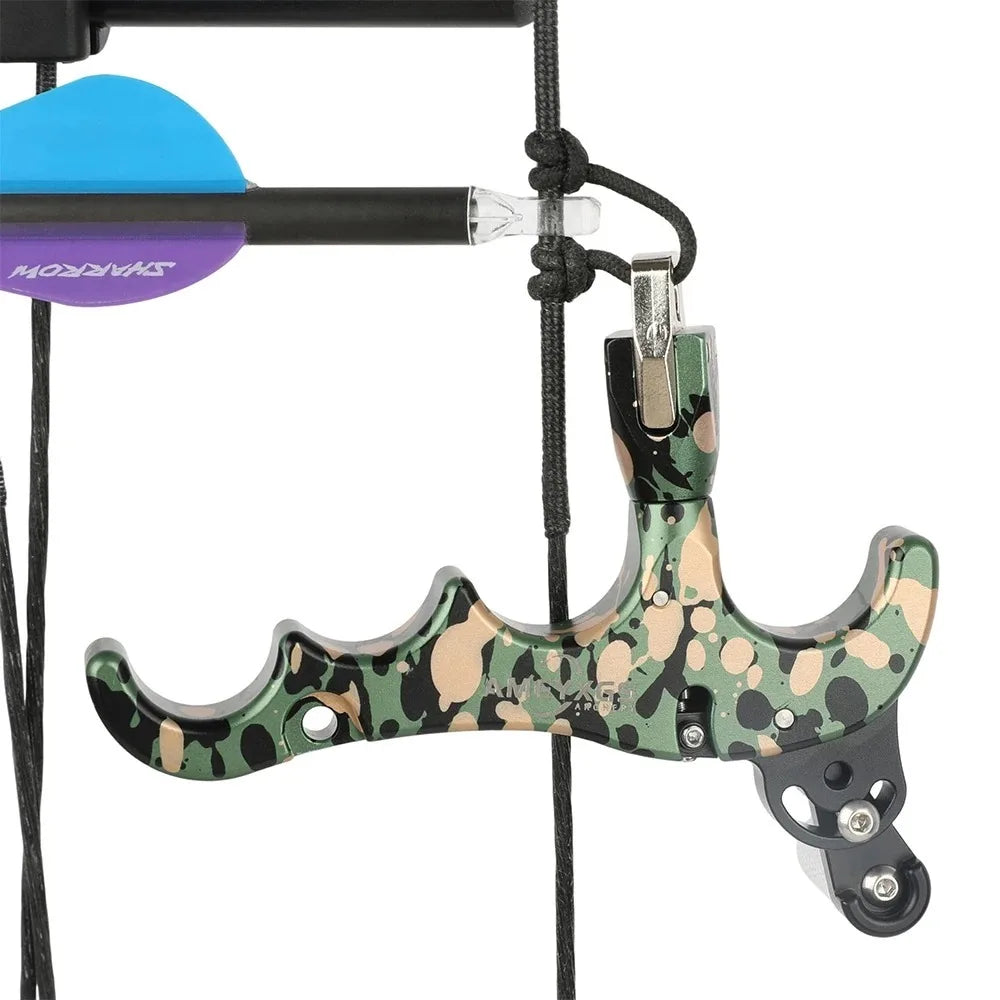 Compound Bow 4 Finger Release Aids Aluminum Alloy 360° Rotatable Jaws Left Right Hand Compatible Adjustable Trigger Archery Shooting Accessories
