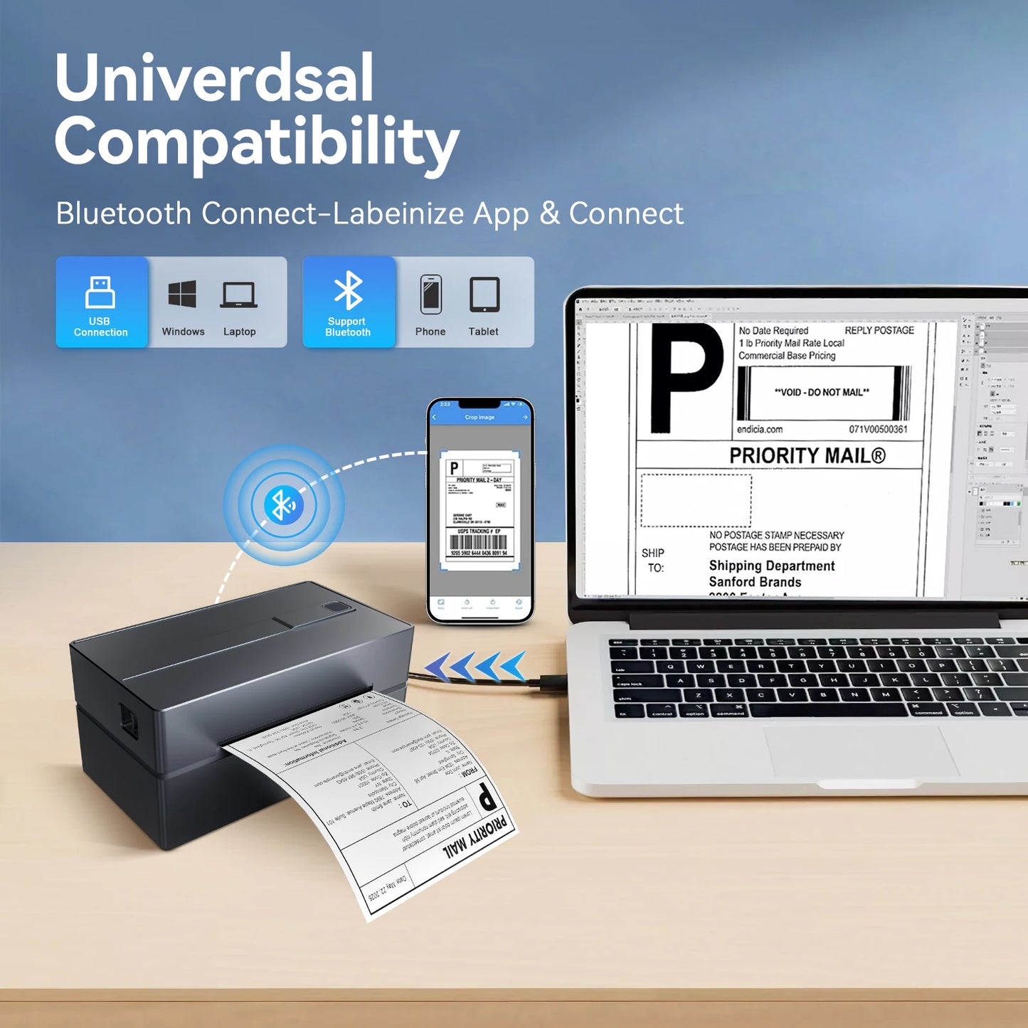 TakeYou Wireless Bluetooth Thermal Label Printer For Shipping