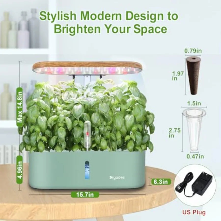 Modern Indoor Hydroponic Herb Garden System With LED Grow Light