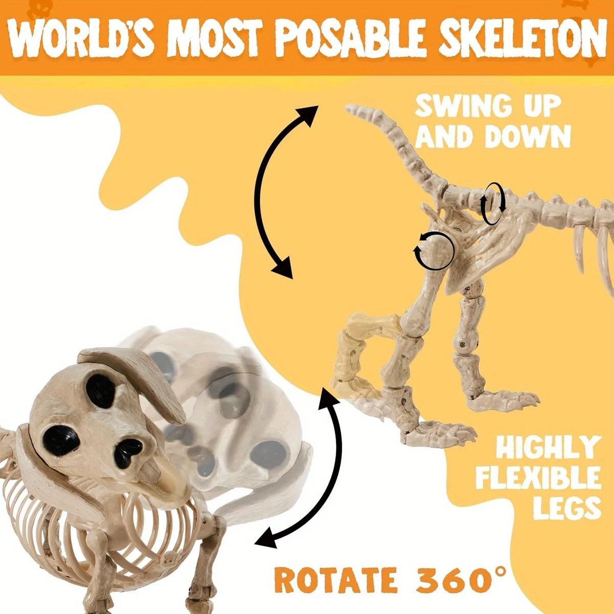 Spooky Wiener Dog Skeleton Posable Haunted House Halloween Prop Decor