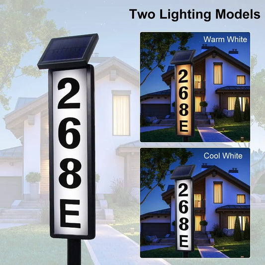 Solar Powered Outdoor Address Sign Ground Insert Lawn Light