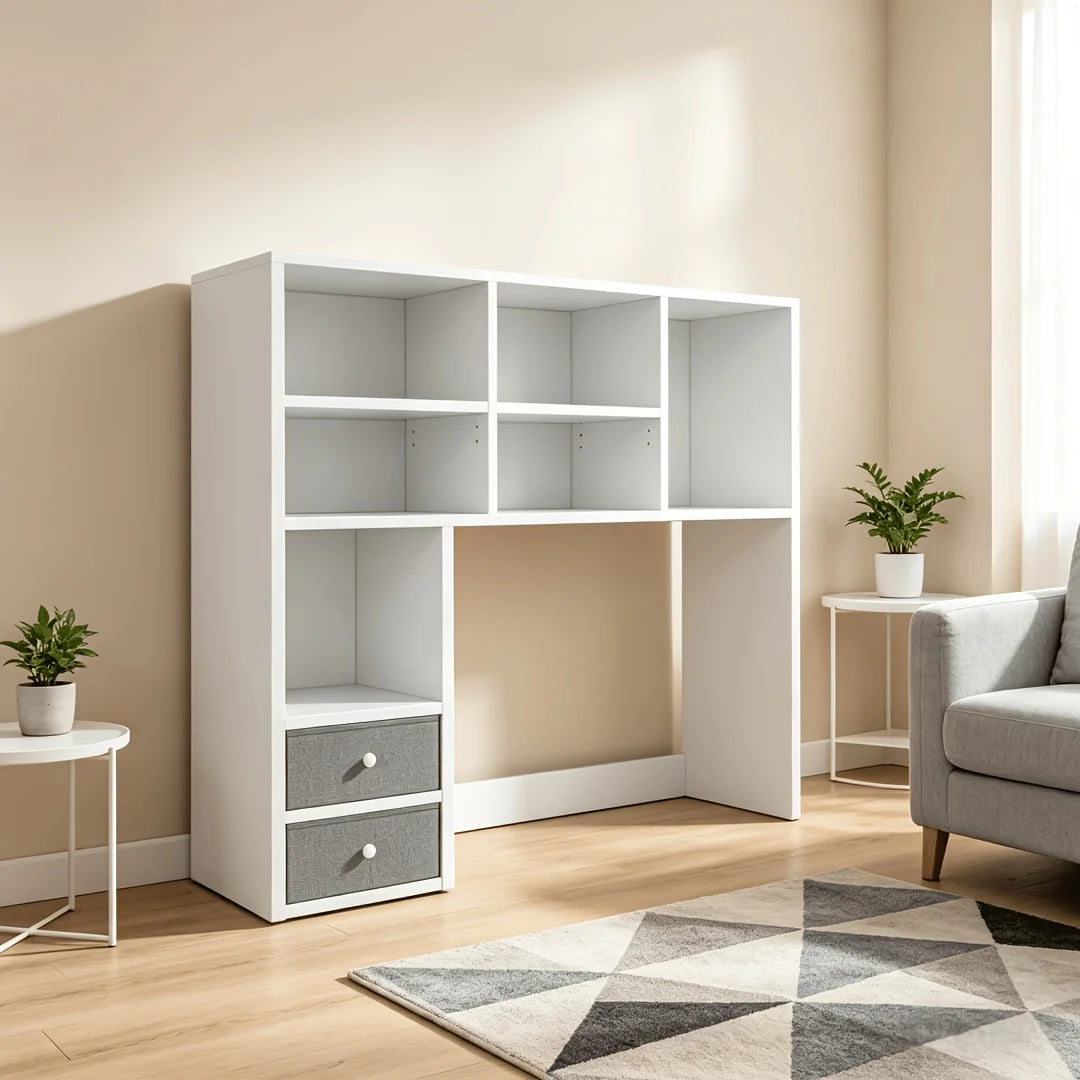 Adjustable Wooden Desktop Storage Rack With Seven Compartments