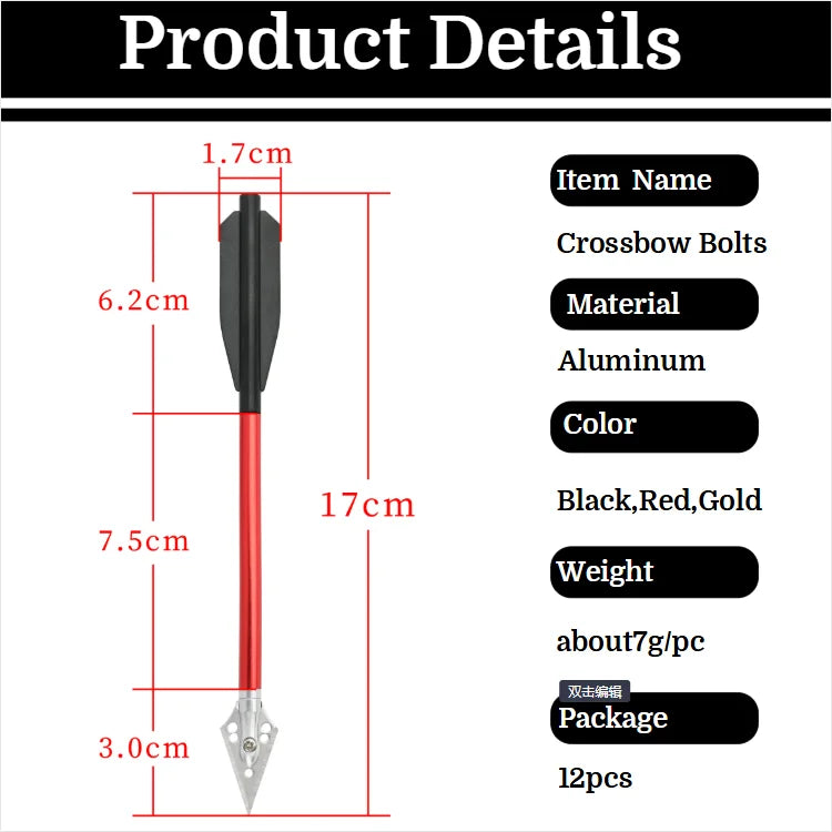 Aluminium Crossbow Arrows 12pcs 6.7 Inch Crossbow Bolts Removable Blade Arrowheads Suitable for Outdoor Archery Shooting Hunting