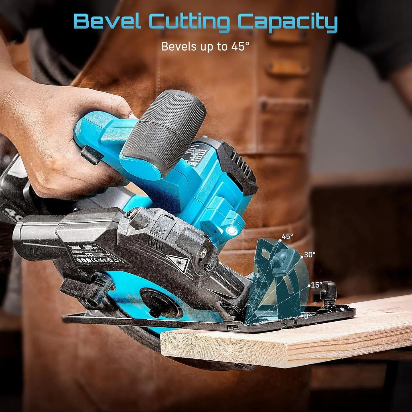 Seesii Cordless Circular Saw With Two Included Batteries For Woodworking