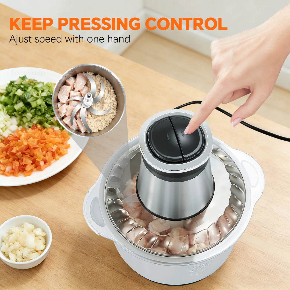 Lalayuan Electric Meat Grinder Kitchen Vegetable Chopper
