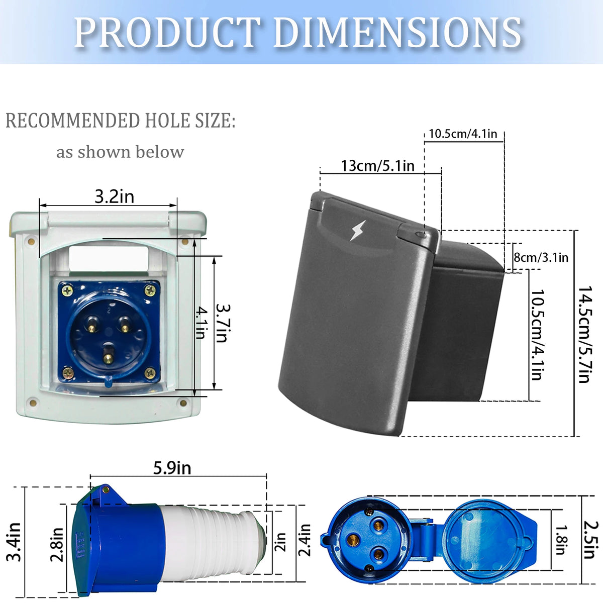 HWHongRV 32 Amp RV Inlet Outlet Box Kit Protector Shield
