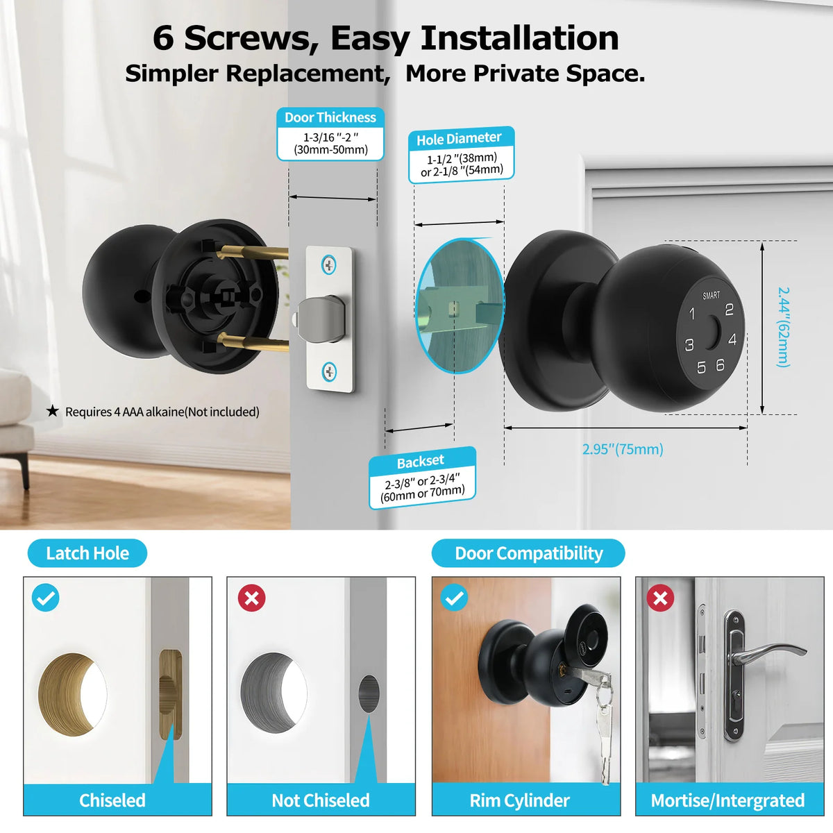 Viladepot Bluetooth Fingerprint Smart Lock With App And Emergency Power