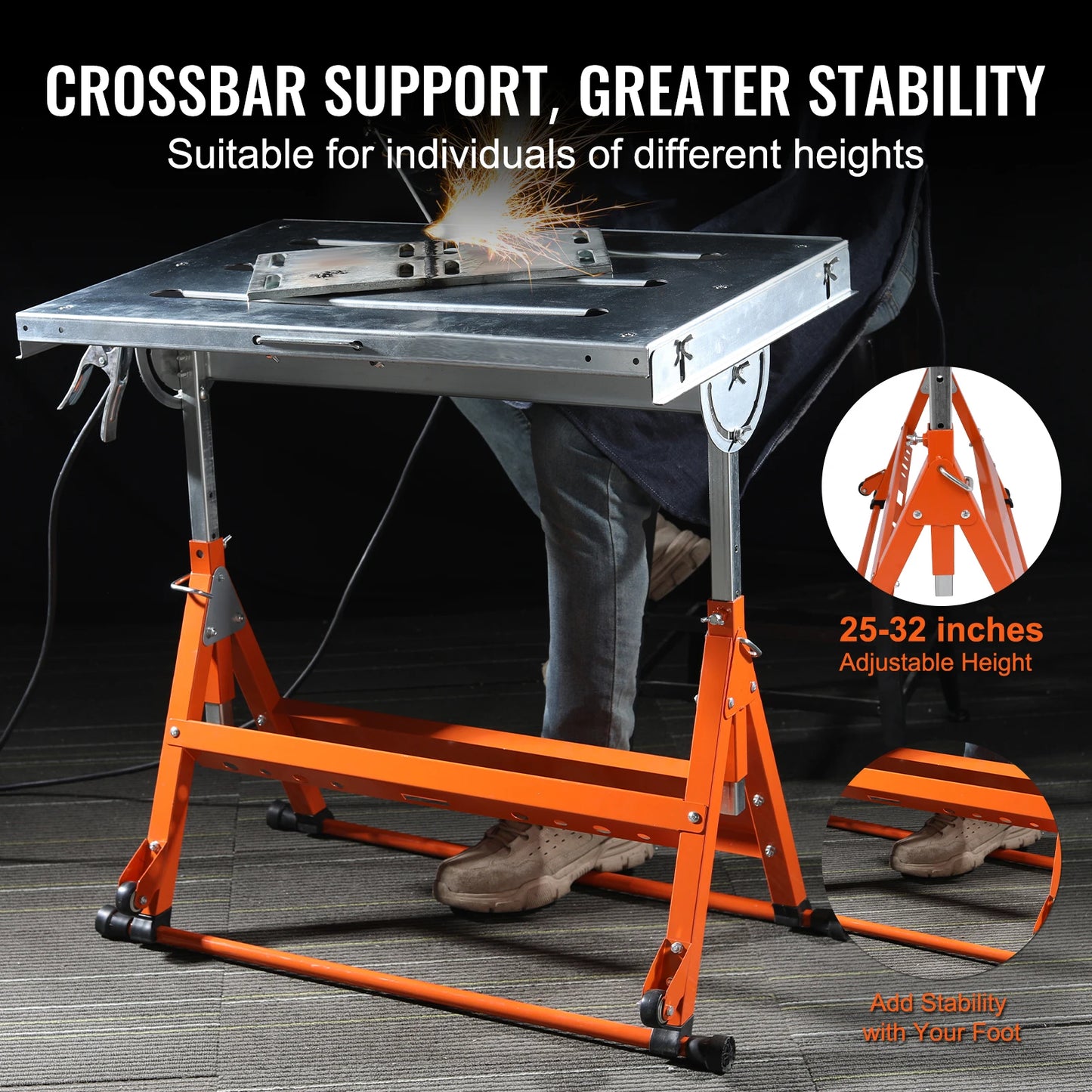 VEVOR Foldable Steel Welding Table With Adjustable Height