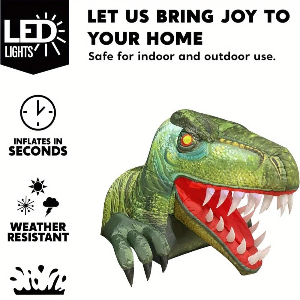 Animated Halloween Inflatable Dinosaur With Led Trunk Or Treat Decor