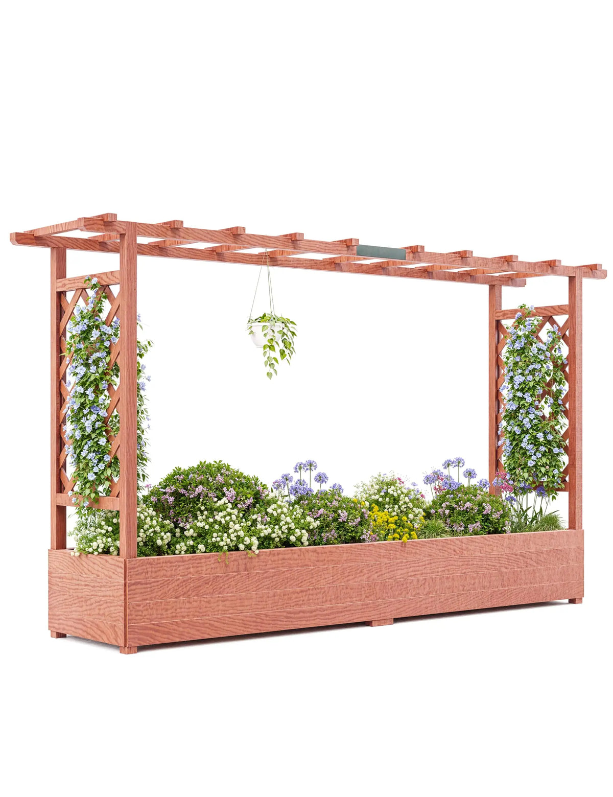 HiMISS Elevated Wooden Raised Garden Bed Trellis Planter