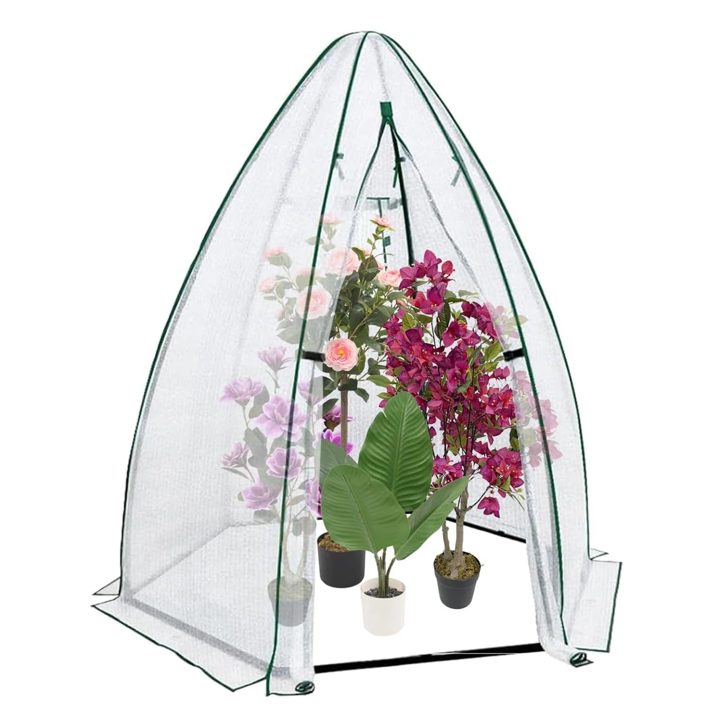 54x54x71 Mini Hexagonal Greenhouse Portable Walk-in Greenhouse With PE Cover Roll-Up Door Mesh Window For Garden Patio