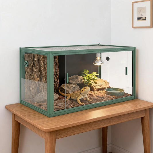 Premium Reptile Enclosure With Sliding Glass Doors And Secure Ventilation