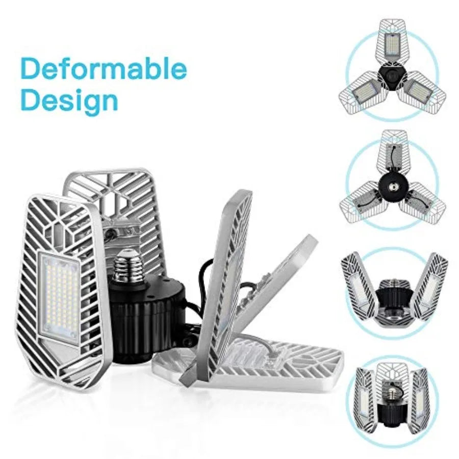 Deformable LED Garage Ceiling Light Adjustable Solar Shop Lamp
