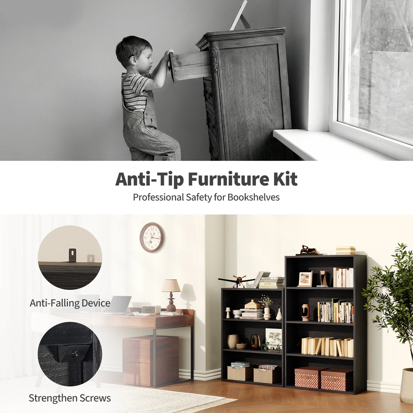 MCQ Wooden Tiered Bookshelf Storage Stand For Home Organization