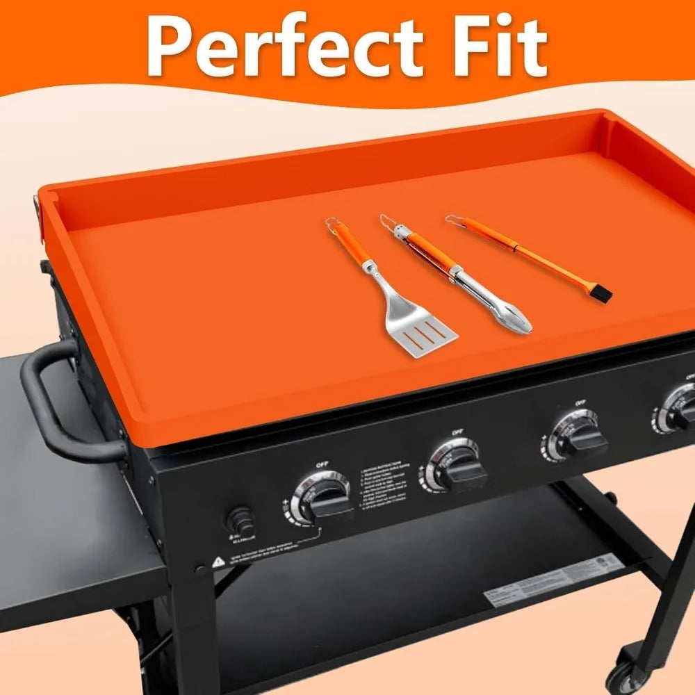 36" Silicone Griddle Mat for Blackstone - Anti-Warping & UV-Resistant Full-Wrap Cover for 4-Burner Flat Top Grill, Prevents Condensation Rust (Orange)