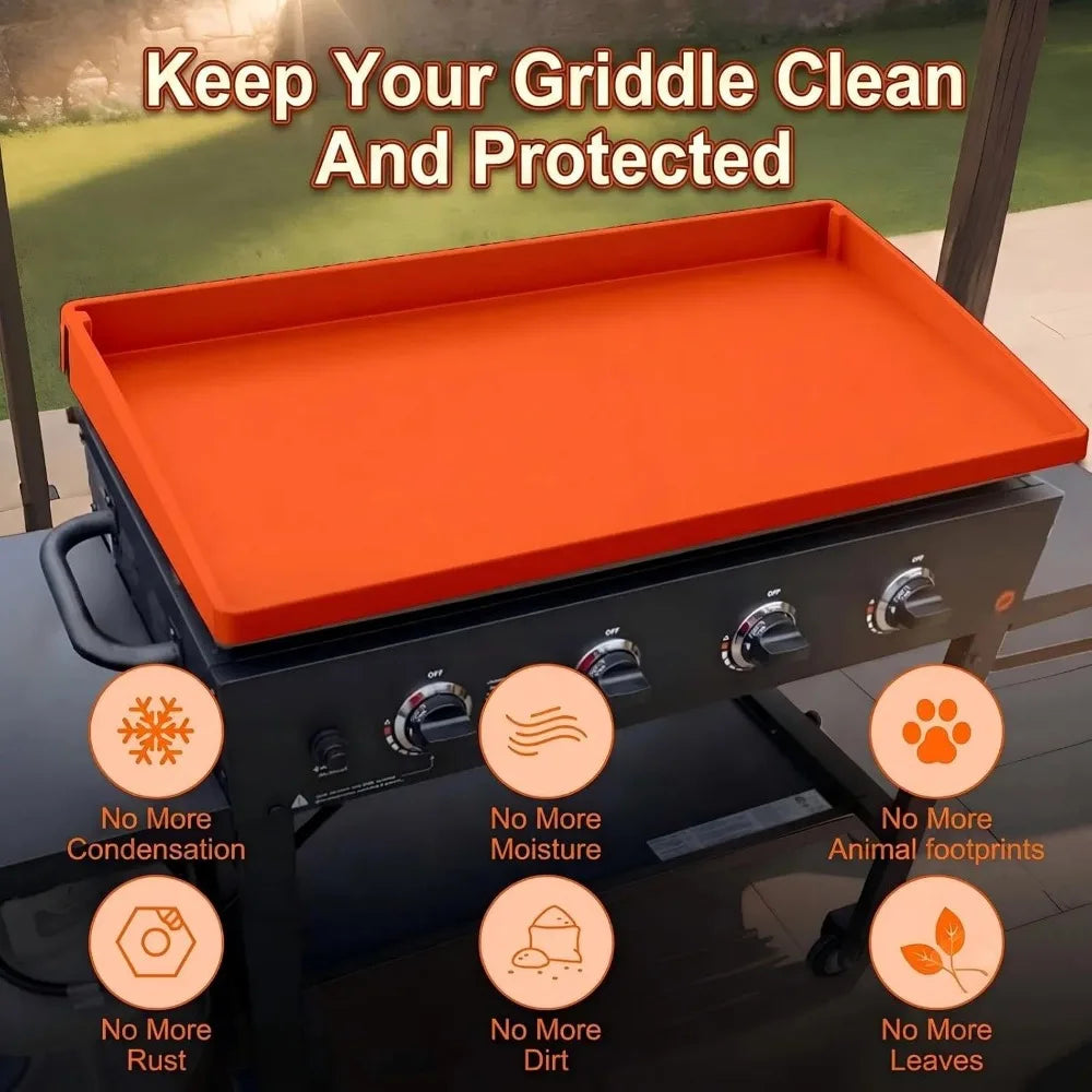 36" Silicone Griddle Mat for Blackstone - Anti-Warping & UV-Resistant Full-Wrap Cover for 4-Burner Flat Top Grill, Prevents Condensation Rust (Orange)