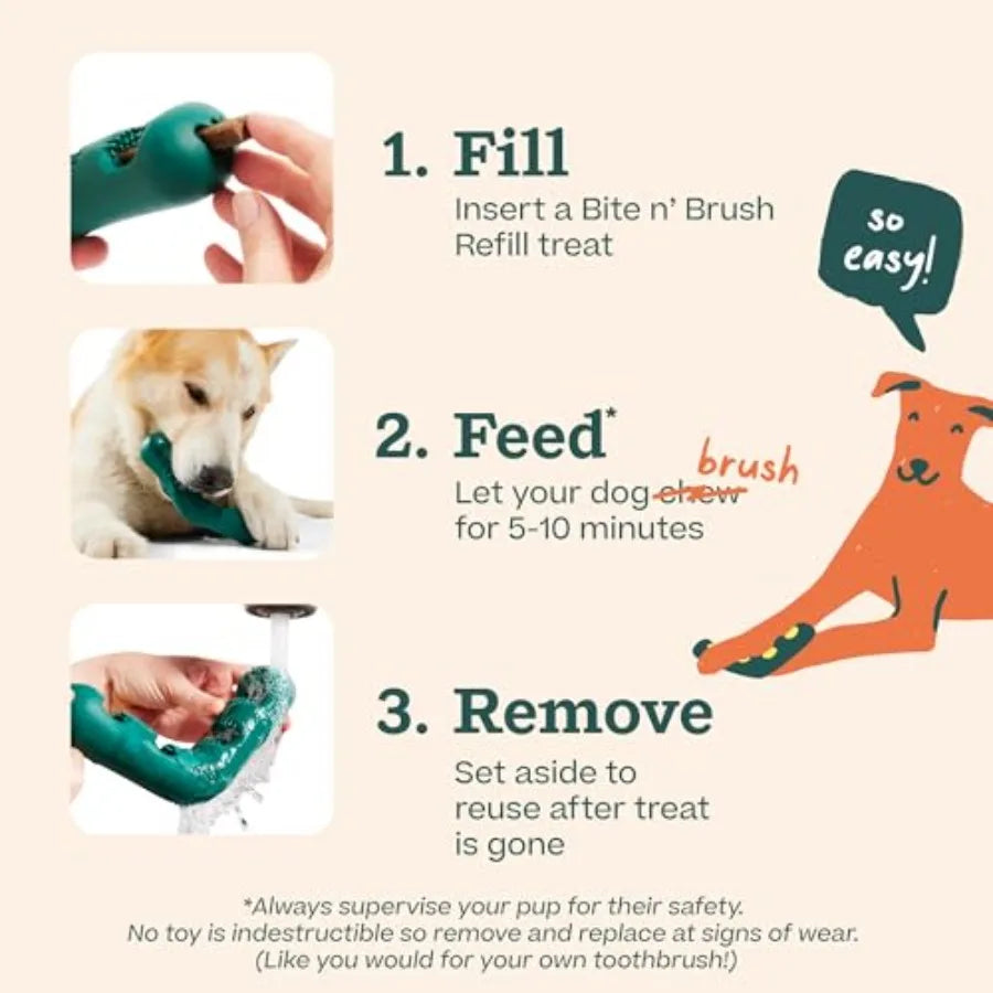 Bite N Brush Dog Dental Toothbrush Toy For Plaque Tartar