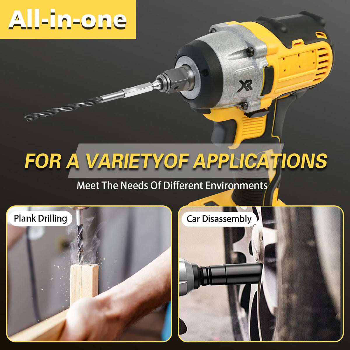 Cordless Impact Wrench 20V Brushless Driver Drill Battery Kit