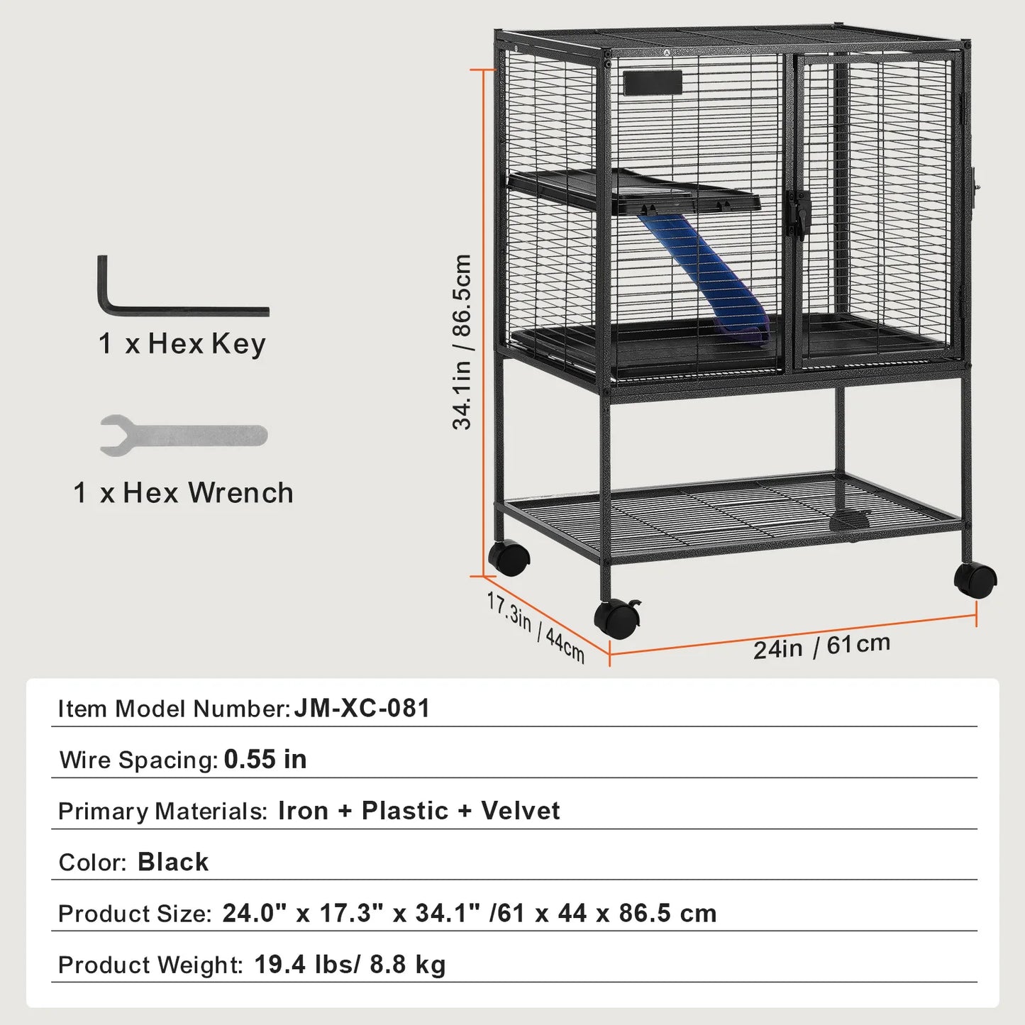 Premium Rolling Multi Tier Metal Small Animal Pet Cage