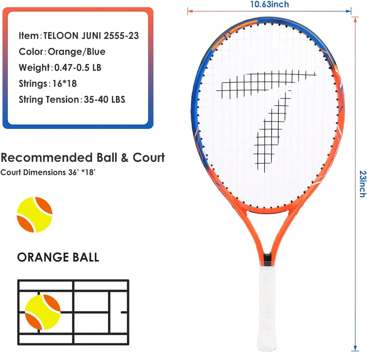Youth Tennis Racket For Kids Beginner Training Sport Equipment Gear