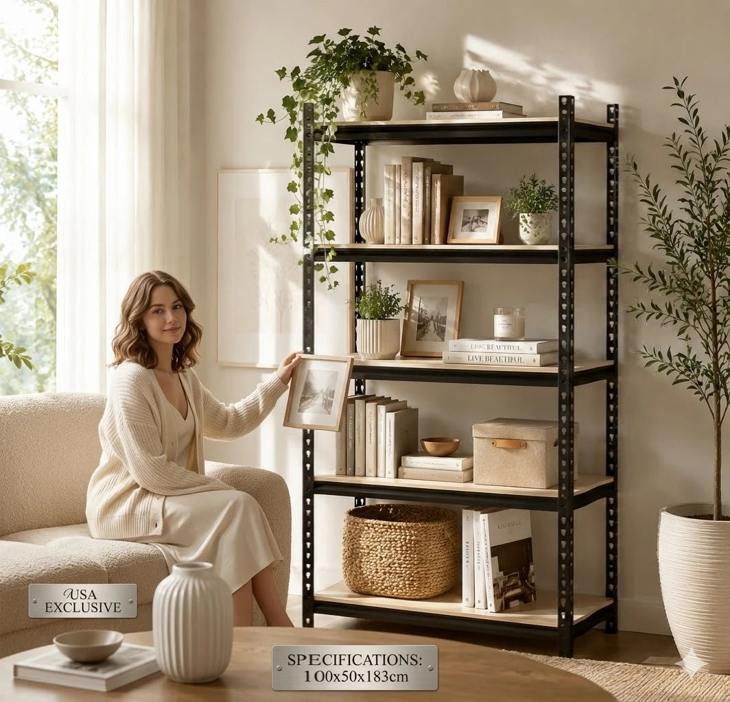 Heavy Duty Adjustable Metal Storage Rack With Mdf Shelves
