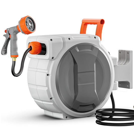 SucceBuy Heavy Duty Retractable Garden Hose Reel With Swivel Bracket