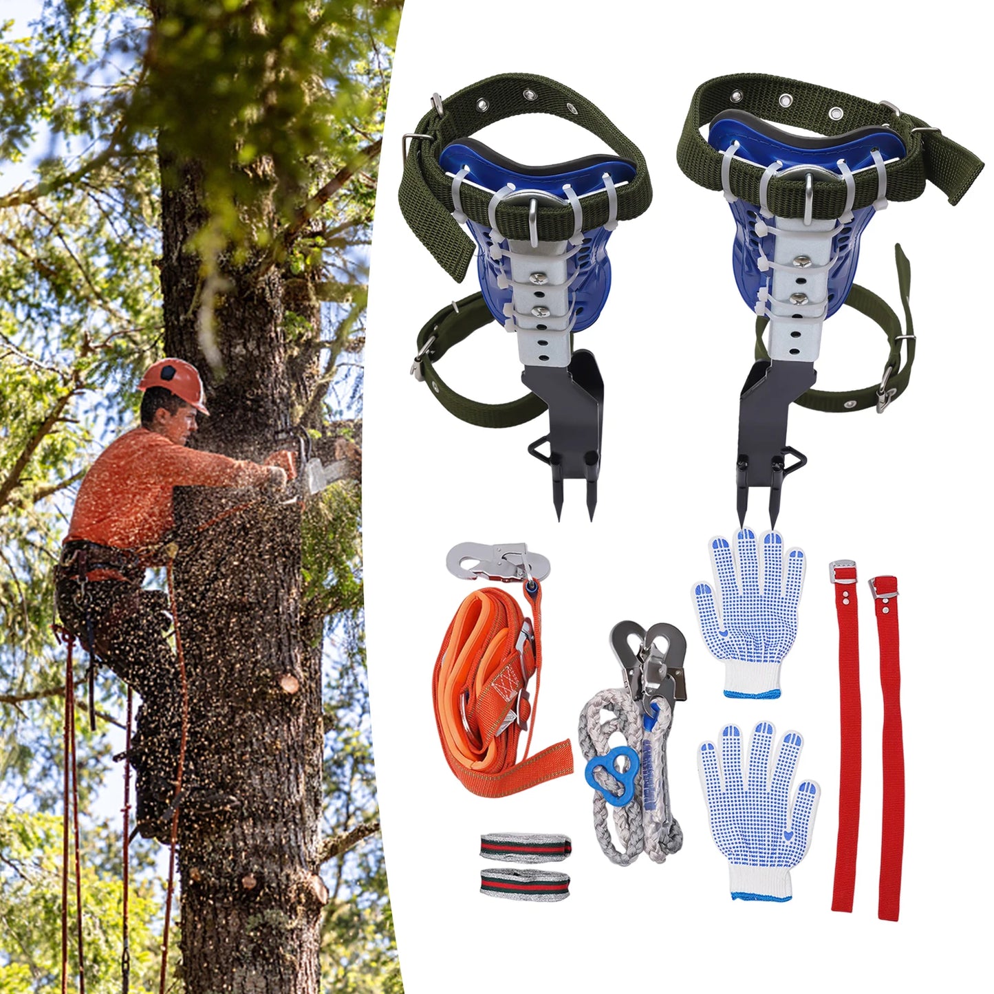 Adjustable Tree Climbing Spike Set With Durable Steel Construction