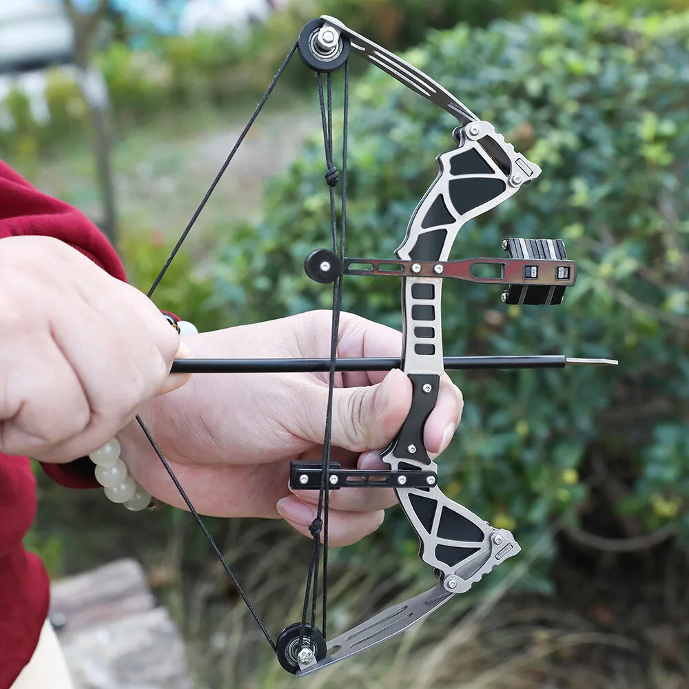 Pocket Mini Compound Bow 12lbs 9.5 Inch Pulley Design with 12pcs Arrows 20m Range for Adults Teens Outdoor Shooting Practice Games
