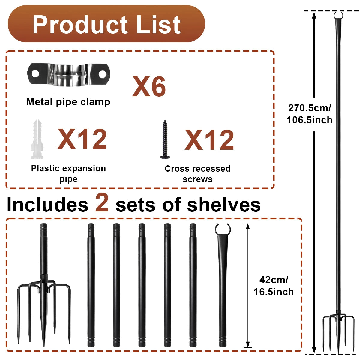 Aiopp Heavy Duty Metal Adjustable Outdoor String Light Poles