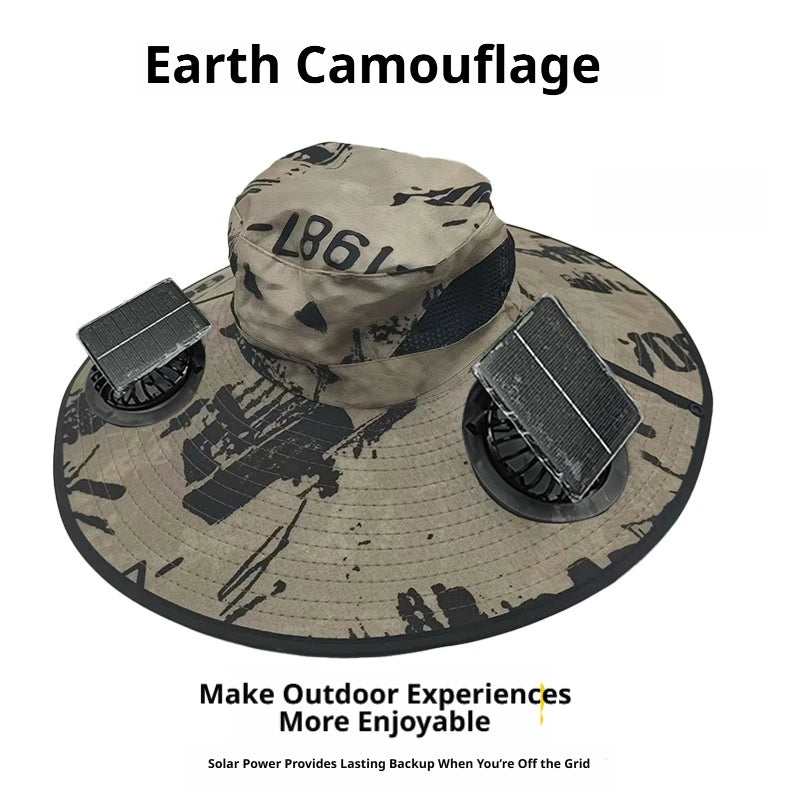 Solar Powered Cooling Fan Hat With UV Protection For Camping