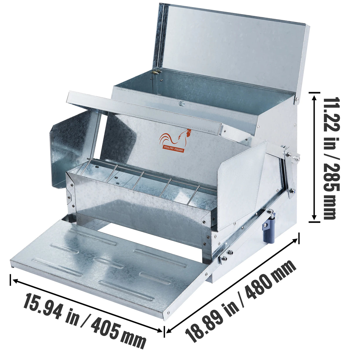 SucceBuy Automatic Galvanized Steel Chicken Poultry Feeder
