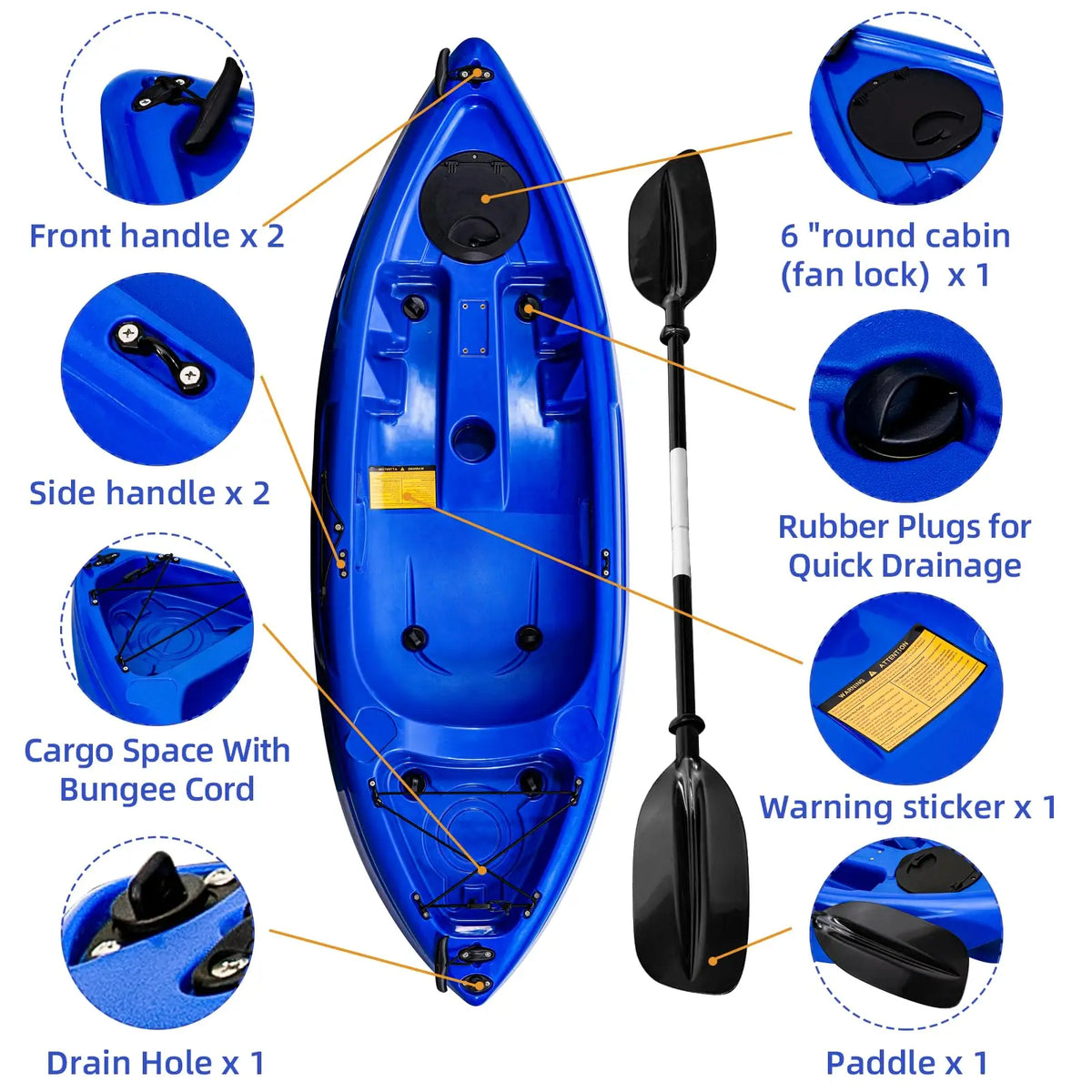 Durable Sit On Top Kayak With Paddle For Adult Recreation