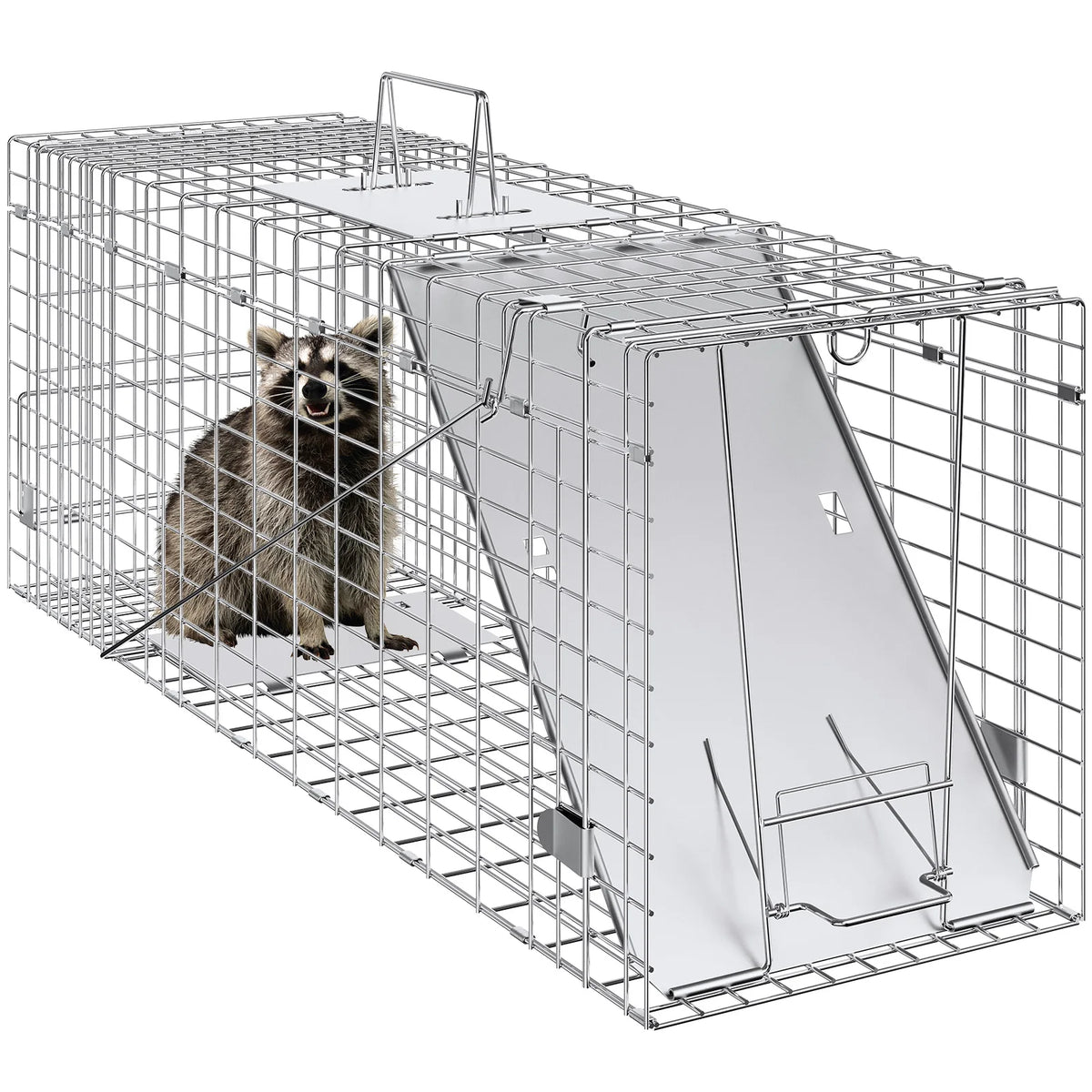 SucceBuy Humane Live Animal Cage Trap Galvanized Iron Folding