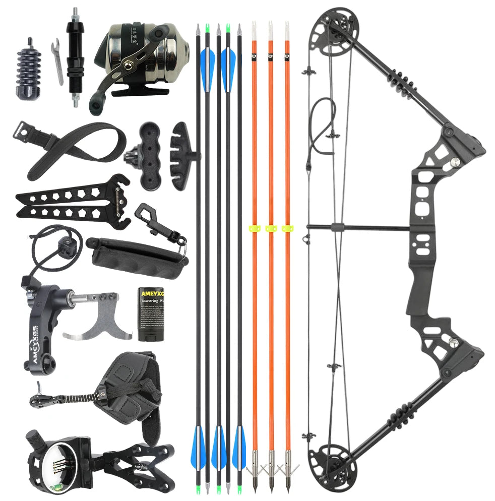 20-70lbs Adjustable Compound Bow Set 320FPS 80% Let-off Right Left Hand Archery Kit for Outdoor Hunting Shooting Sports