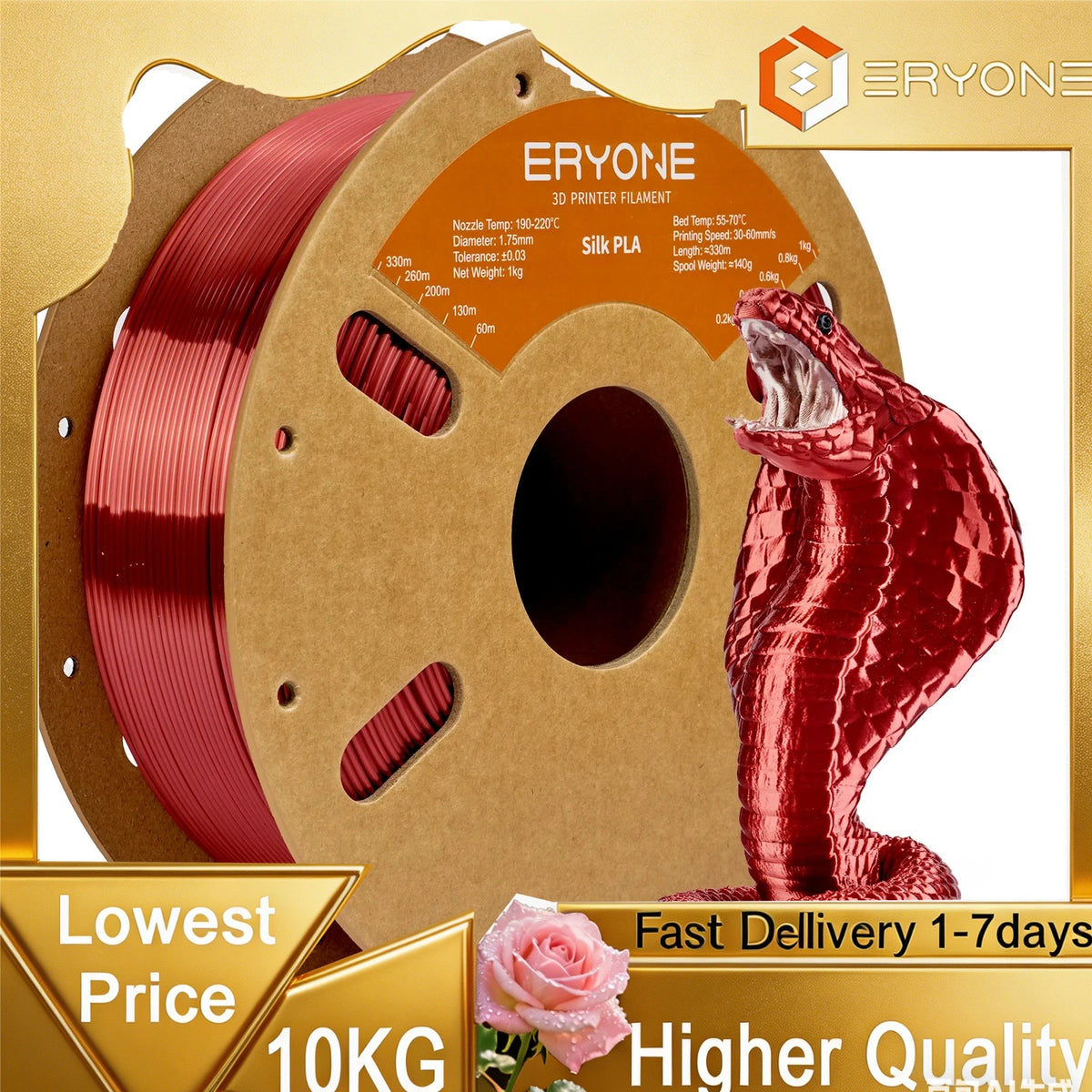 Eryone Professional Grade Silk PLA 3D Printer Filament