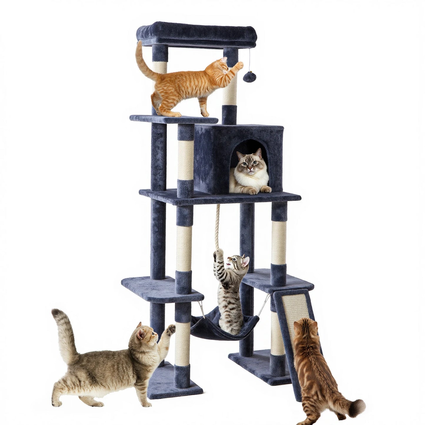 Jhk Sturdy Multi Tier Cat Tree With Sisal Scratching Posts