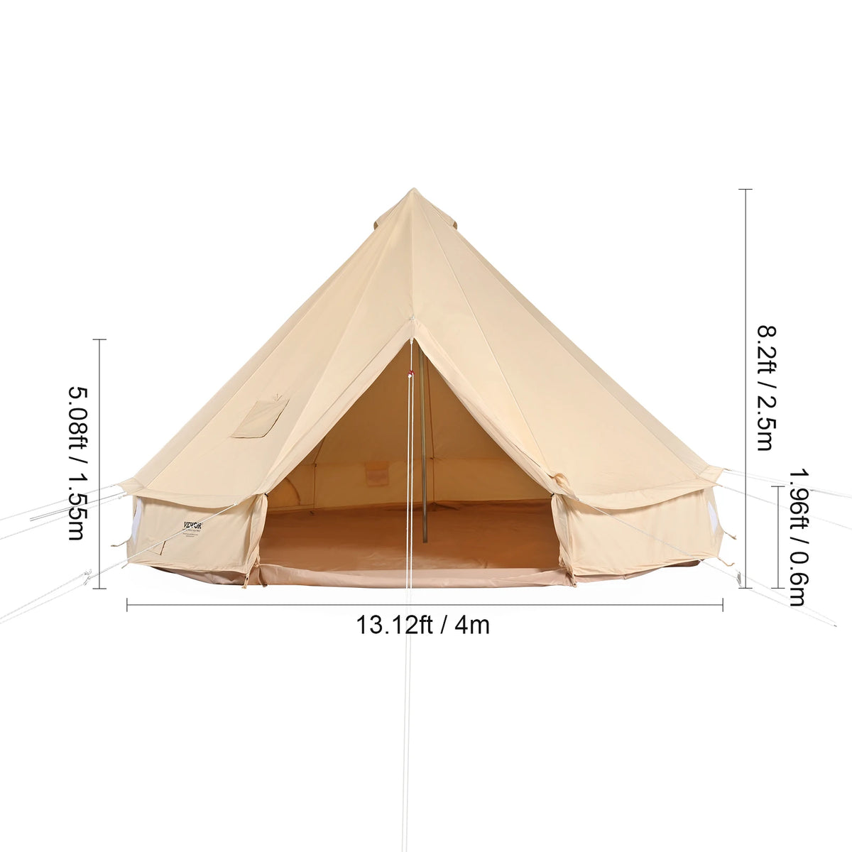 SucceBuy Four Season Canvas Bell Tent For Camping With Stove