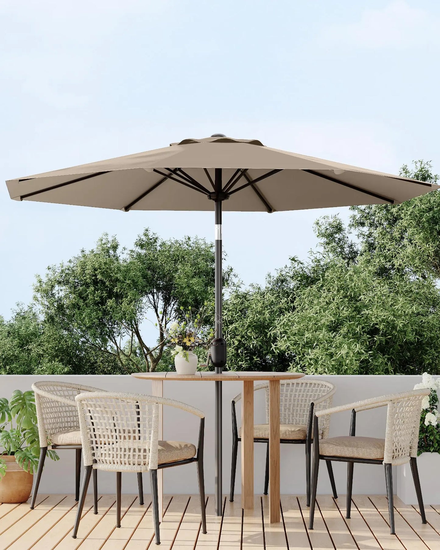 Waterproof Outdoor Patio Umbrella With Crank And Tilt Sun Shade