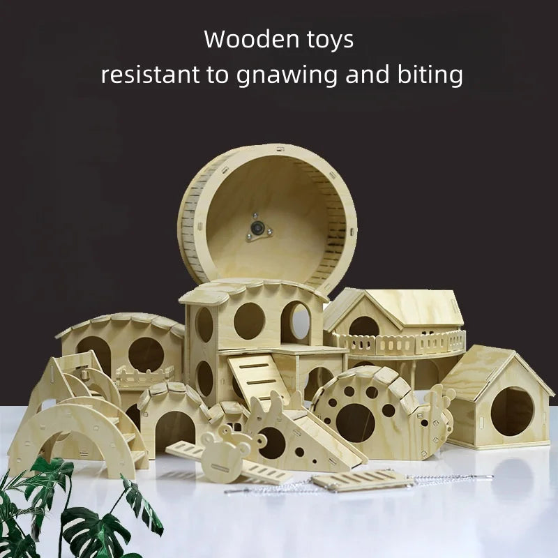 Golden Bear Wooden Toy Swing Seesaw Hamster Cage Decoration