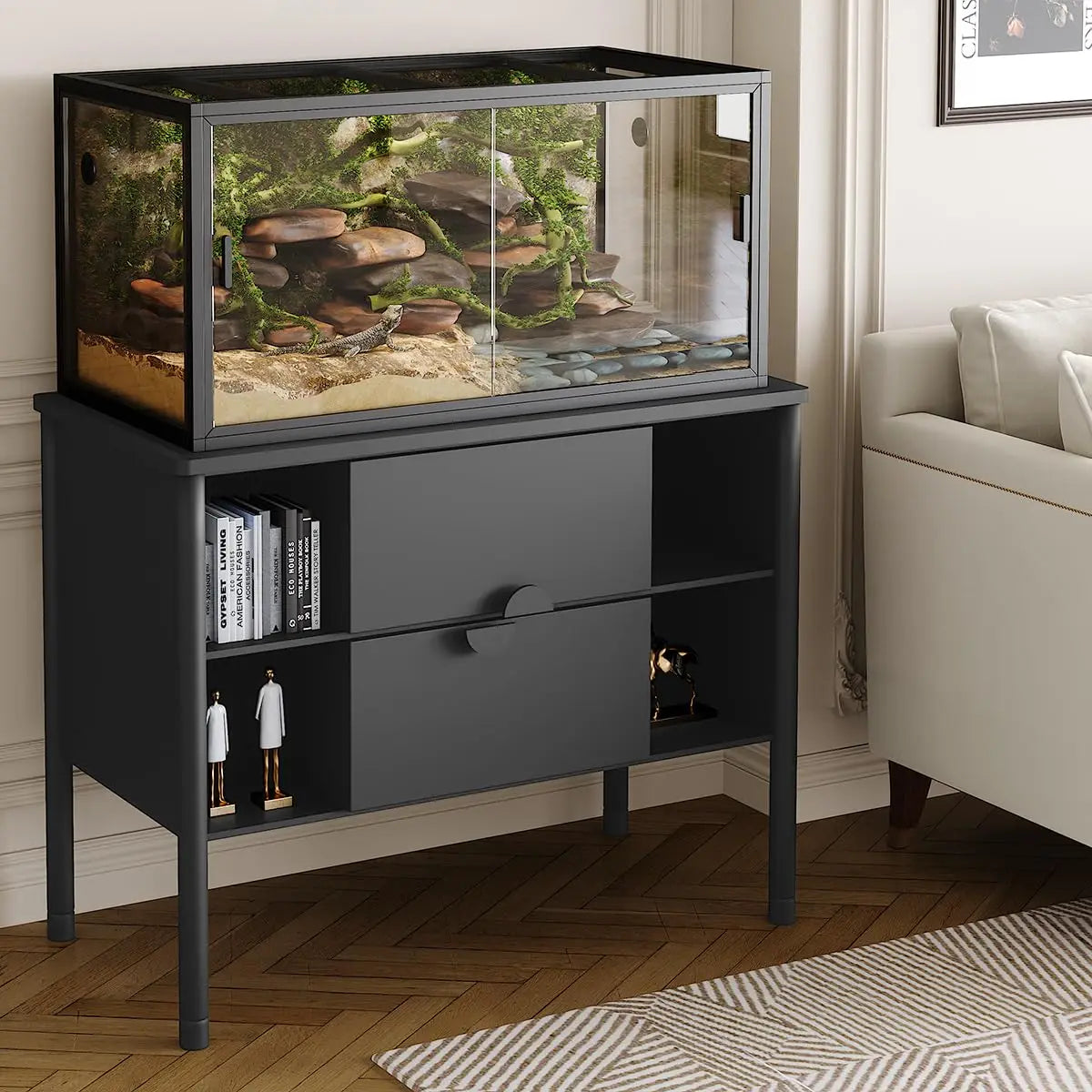 Premium Reptile Enclosure With Sliding Glass Doors And Secure Ventilation