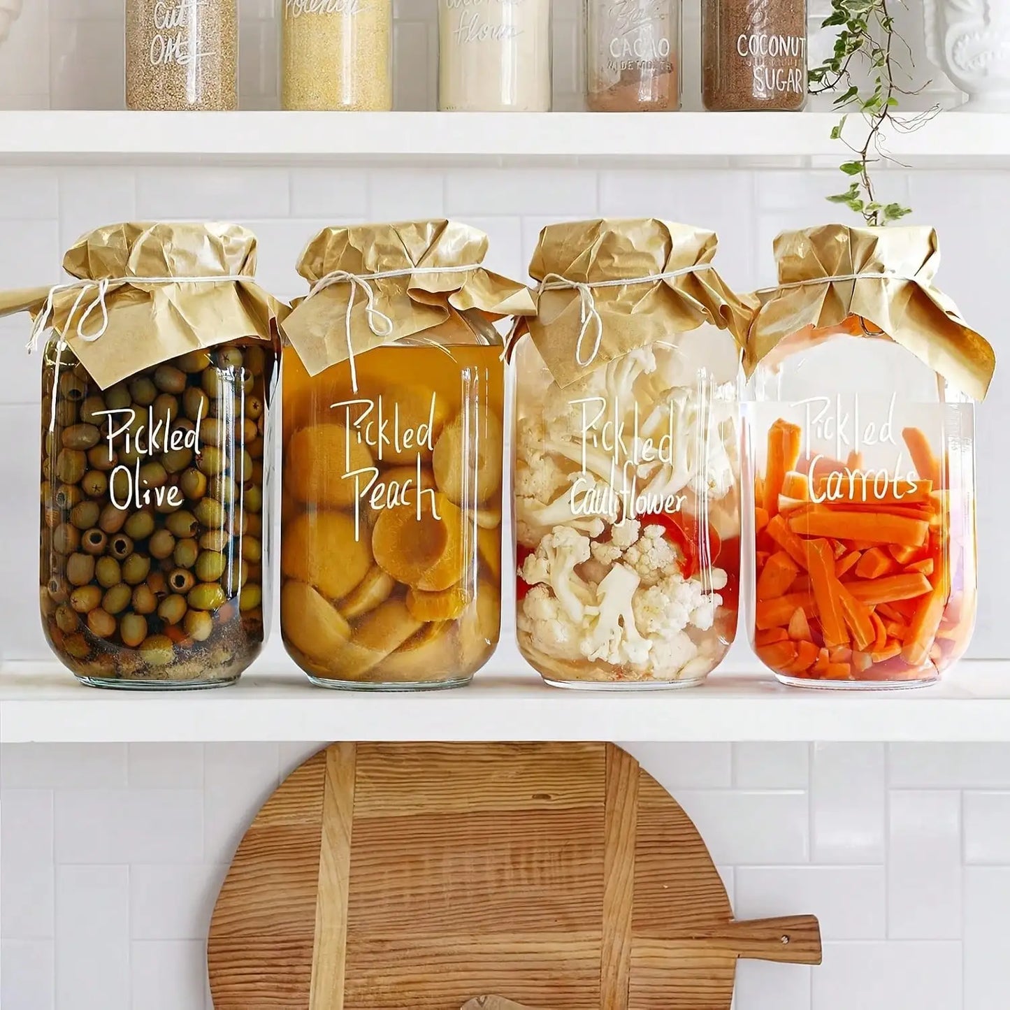 Wide Mouth Airtight Glass Storage Jars With Measurement Mark Lids