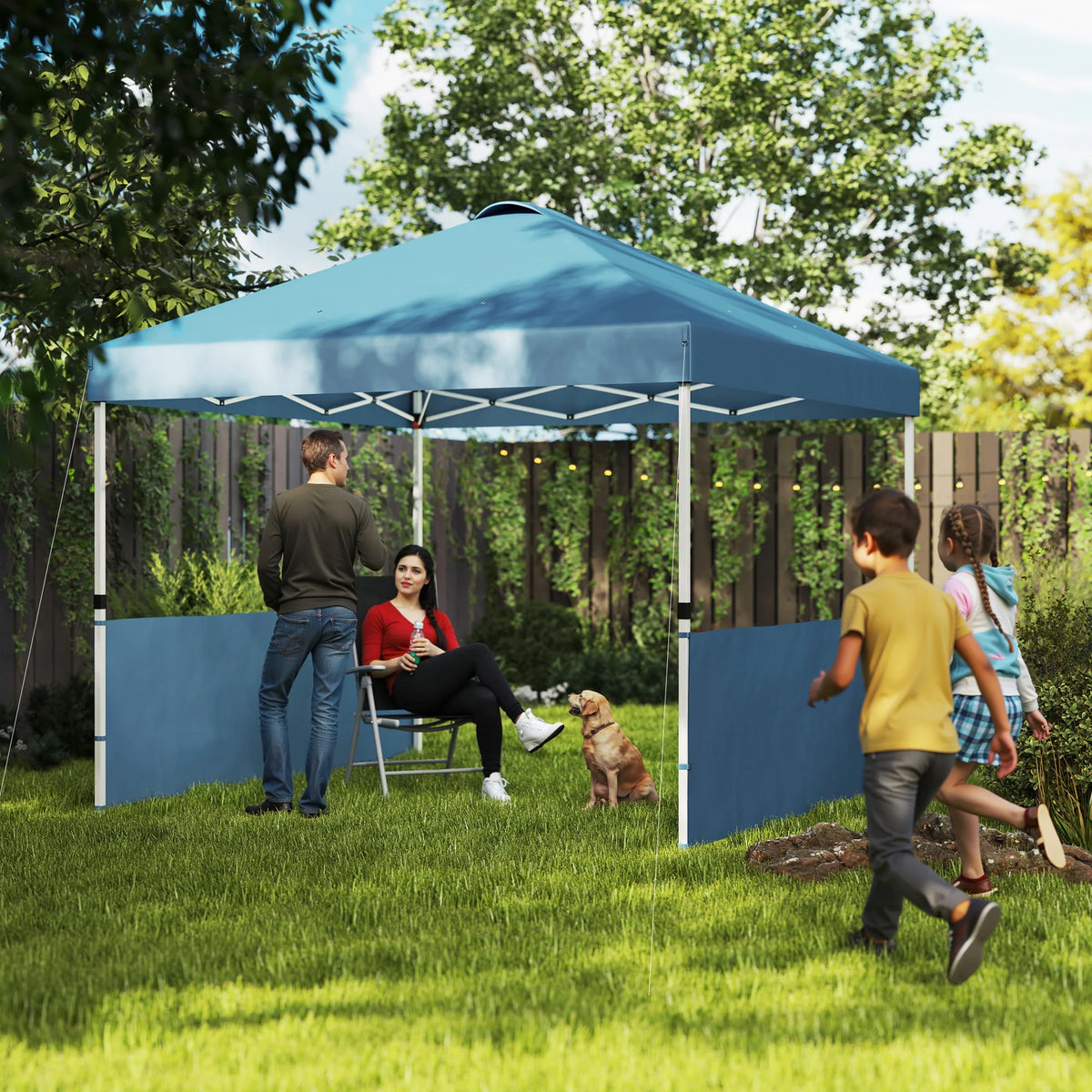 Outsunny Pop Up Canopy Tent With Two Heavy Duty Half Sidewalls