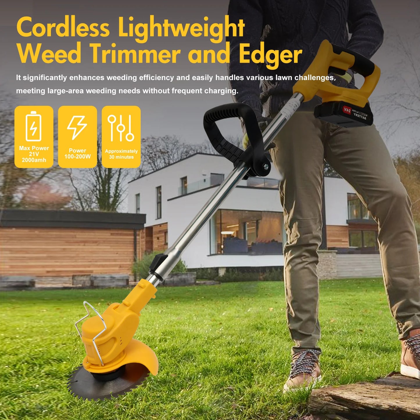 Cordless 21V Three In One Grass Trimmer Lawn Mower Edger